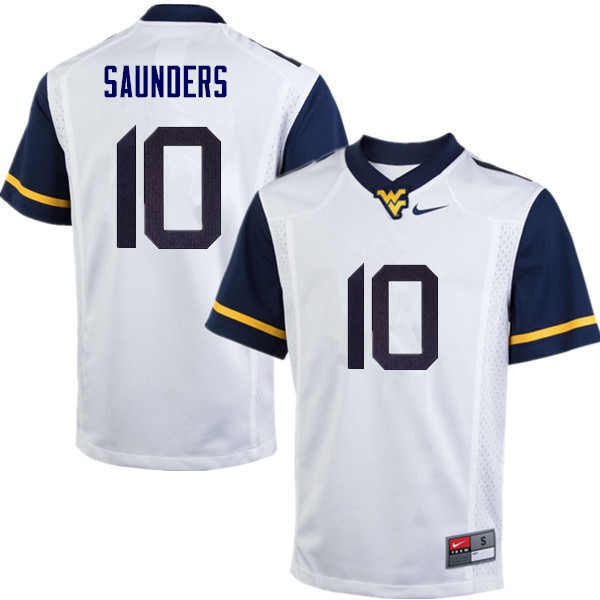 NCAA Men's Cody Saunders West Virginia Mountaineers White #10 Nike Stitched Football College Authentic Jersey EJ23I63VO